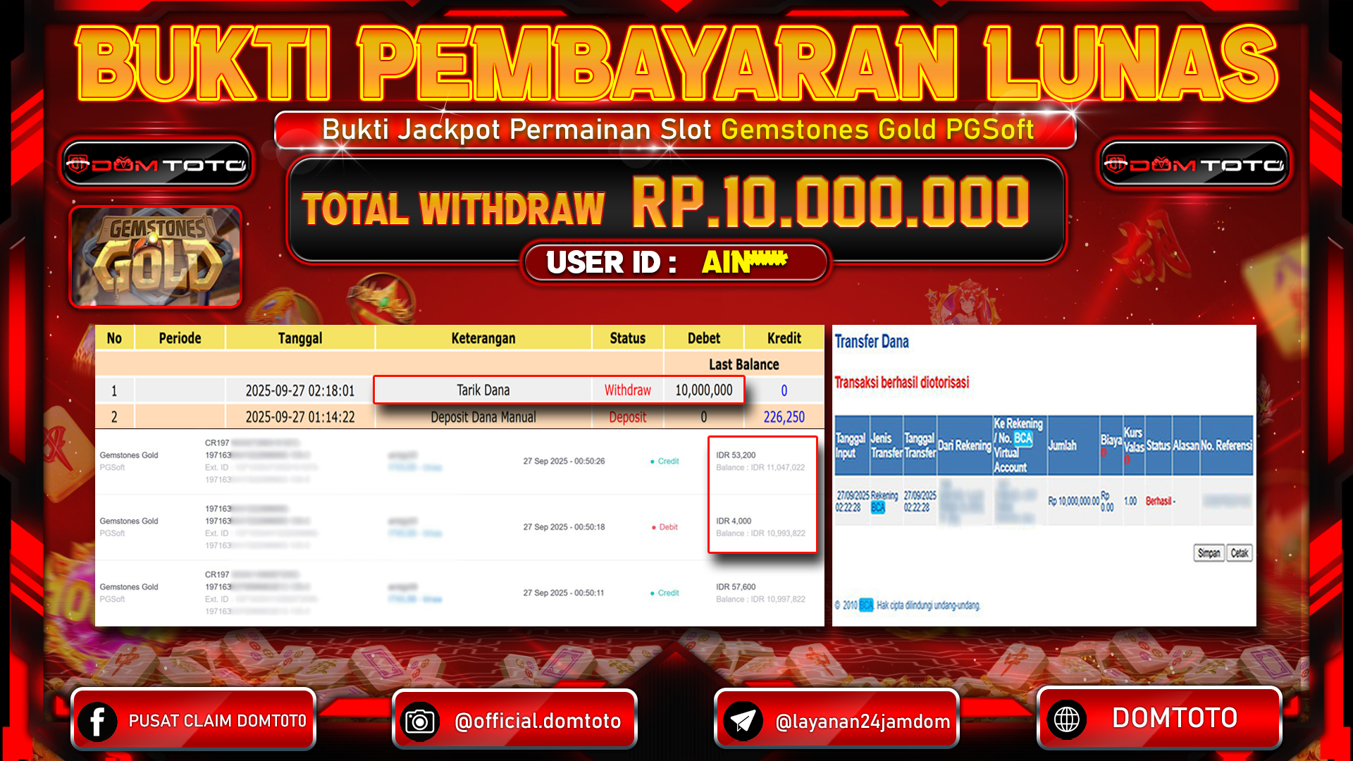 JACKPOT SLOT Gemstones Gold PGSoft 27 SEPTEMBER 2025